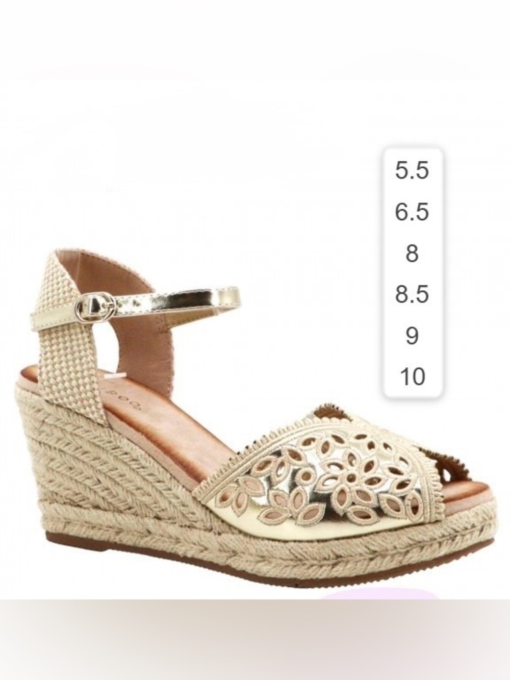 Women’s Cream Espadrille Wedge Sandals - Floral Cutout